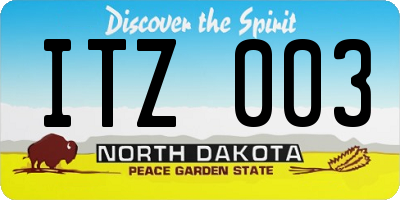 ND license plate ITZ003