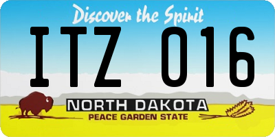 ND license plate ITZ016