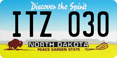 ND license plate ITZ030