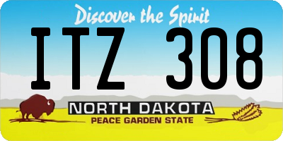 ND license plate ITZ308