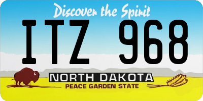 ND license plate ITZ968