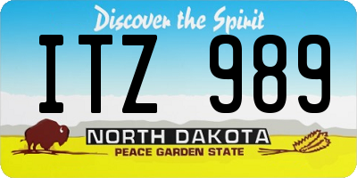 ND license plate ITZ989