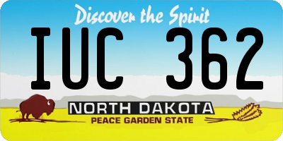 ND license plate IUC362