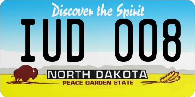 ND license plate IUD008