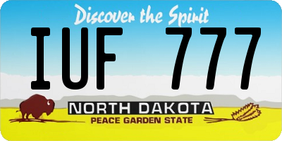 ND license plate IUF777