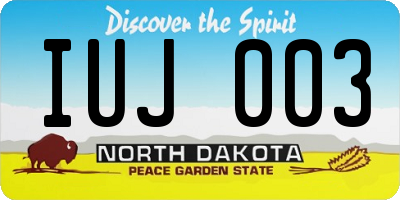 ND license plate IUJ003