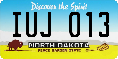ND license plate IUJ013