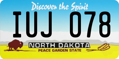 ND license plate IUJ078