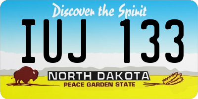 ND license plate IUJ133
