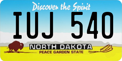 ND license plate IUJ540