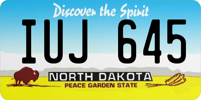 ND license plate IUJ645