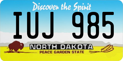 ND license plate IUJ985