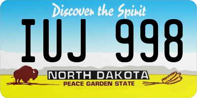 ND license plate IUJ998