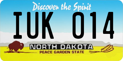 ND license plate IUK014
