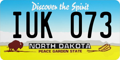 ND license plate IUK073