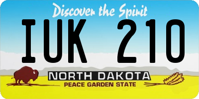 ND license plate IUK210