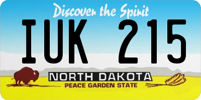 ND license plate IUK215