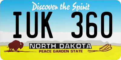 ND license plate IUK360