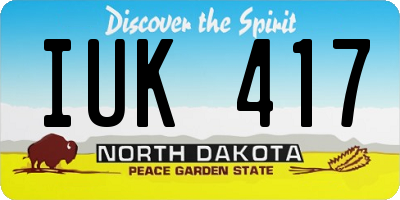 ND license plate IUK417