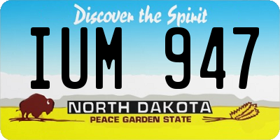 ND license plate IUM947