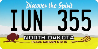 ND license plate IUN355