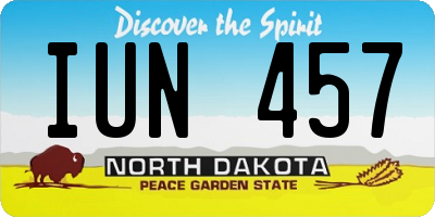 ND license plate IUN457