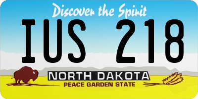 ND license plate IUS218