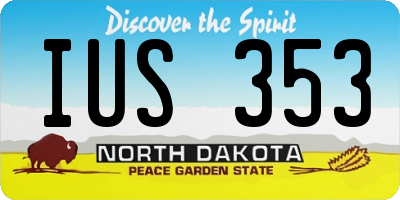ND license plate IUS353
