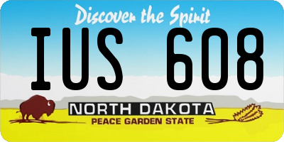 ND license plate IUS608