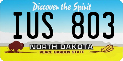 ND license plate IUS803