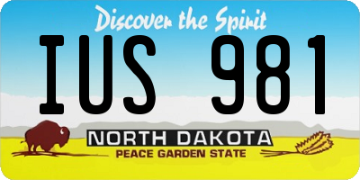 ND license plate IUS981