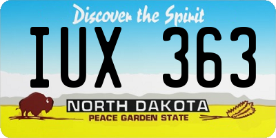 ND license plate IUX363