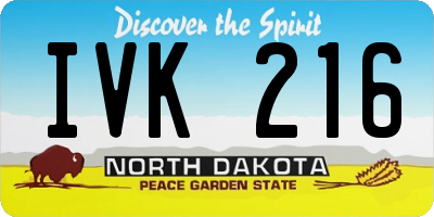 ND license plate IVK216