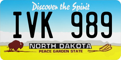 ND license plate IVK989
