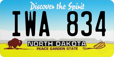 ND license plate IWA834