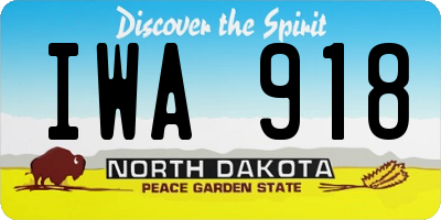 ND license plate IWA918
