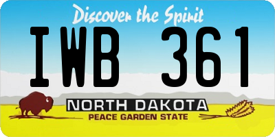 ND license plate IWB361