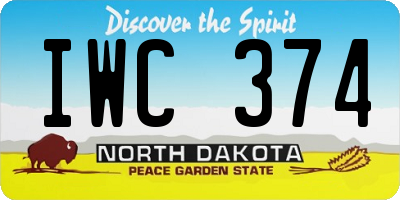 ND license plate IWC374