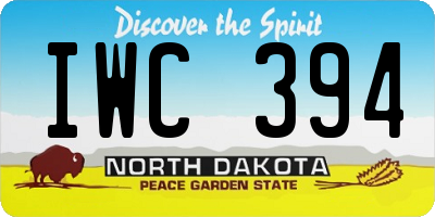 ND license plate IWC394
