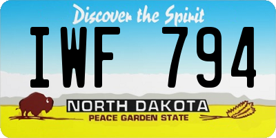 ND license plate IWF794