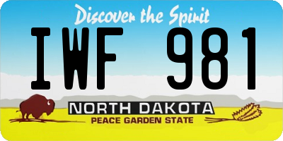 ND license plate IWF981