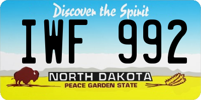 ND license plate IWF992