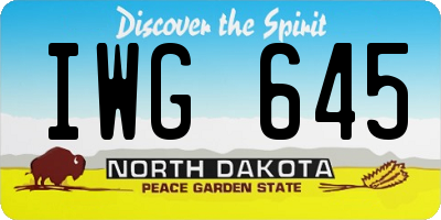 ND license plate IWG645