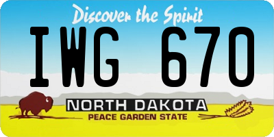 ND license plate IWG670