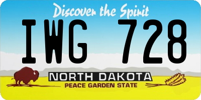 ND license plate IWG728