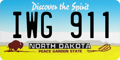 ND license plate IWG911