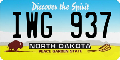ND license plate IWG937
