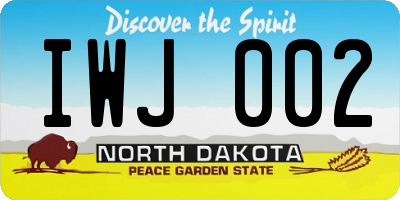 ND license plate IWJ002
