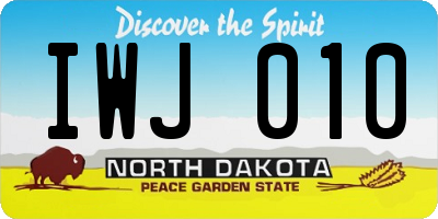 ND license plate IWJ010