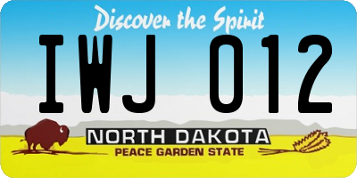 ND license plate IWJ012